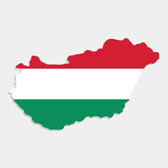 hungary map with flag on gray background