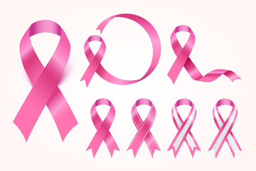 Pink awareness ribbon. The pink ribbon is an international symbol of breast cancer awareness. 