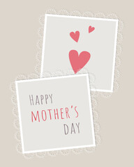 Happy Mothers Day. Greeting card pastel color. Vintage collage with heart. Vector illustration