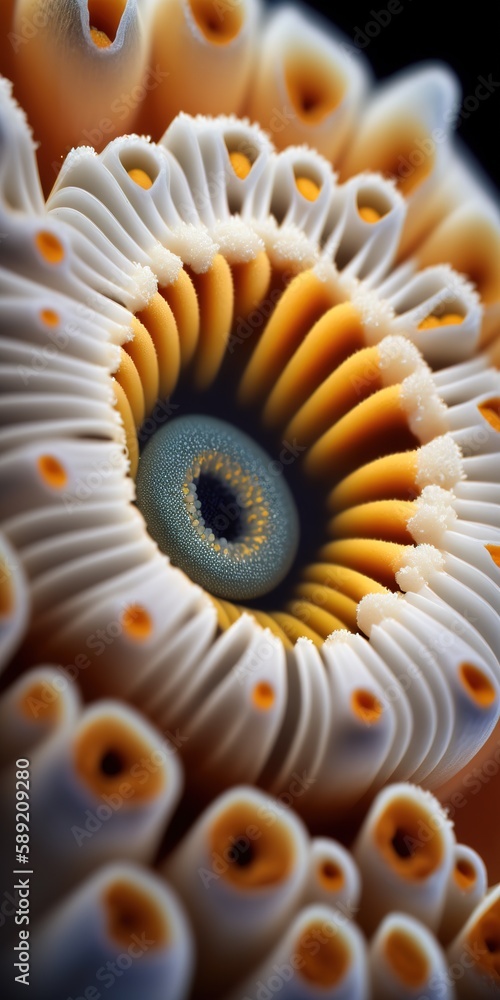 Aufkleber detail of flower's center captured in macro generative ai