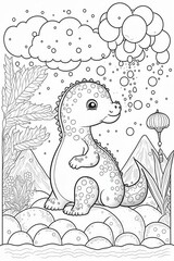 Fototapeta premium Dinosaur coloring page for kids