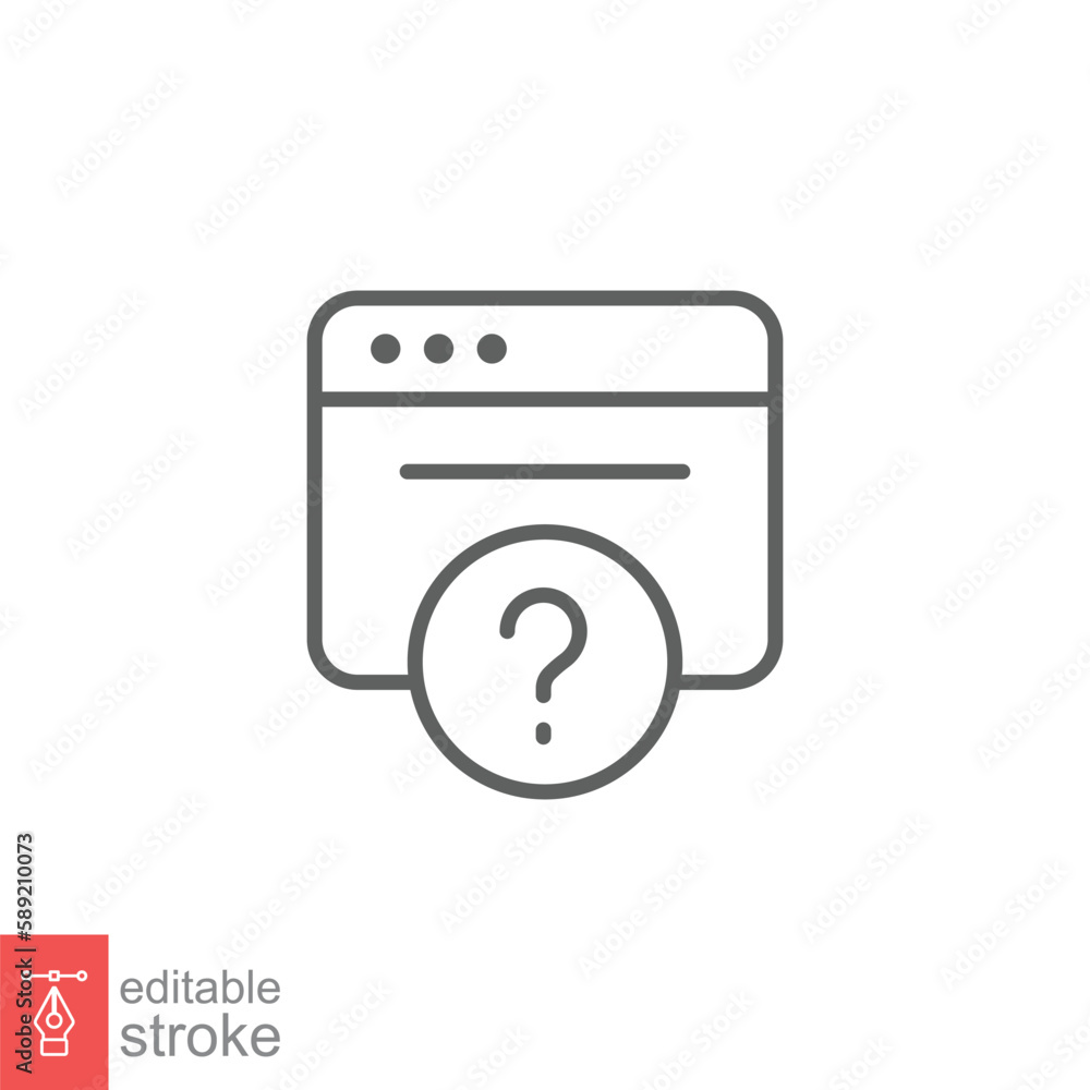 Aufkleber faq icon. frequently asked question, web page, browser window, helpdesk concept. simple outline styl