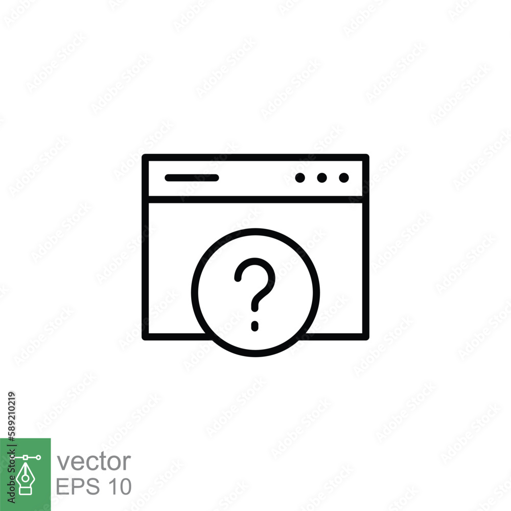 Poster faq icon. frequently asked question, web page, browser window, helpdesk concept. simple outline styl