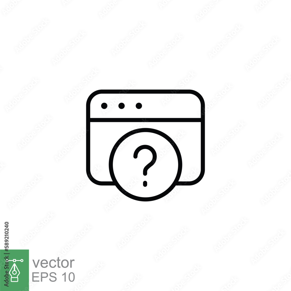 Poster faq icon. frequently asked question, web page, browser window, helpdesk concept. simple outline styl