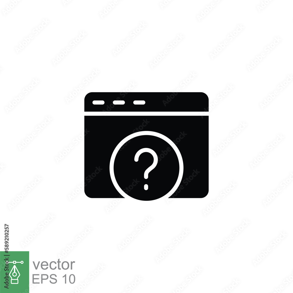 Poster faq icon. frequently asked question, web page, browser window, helpdesk concept. simple solid style.