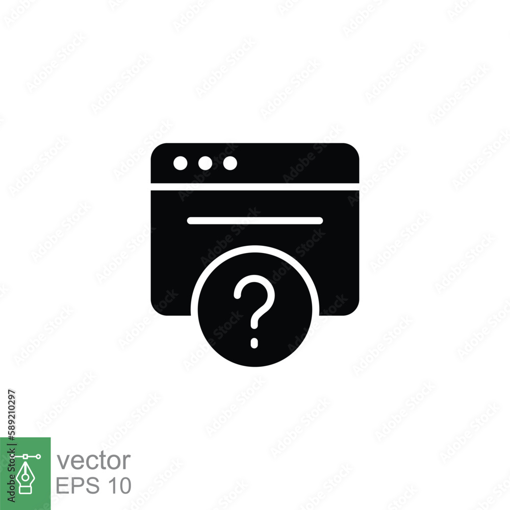 Poster faq icon. frequently asked question, web page, browser window, helpdesk concept. simple solid style.