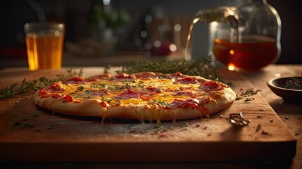 beer and pizza, created with ai generative ai technology