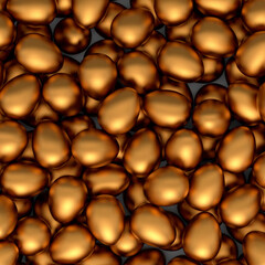 Heap of farm raw organic gold chicken eggs, abstract background