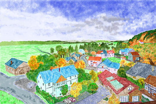 landscape with village