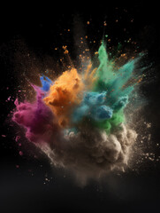 Obraz na płótnie Canvas Explosive colored powder,created with Generative AI tecnology.