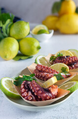 boiled octopus salad with lemon