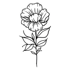 The illustration of hand drawing flower vector suitable for plants and flower icon, sign or symbol.