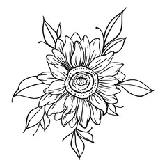 The illustration of hand drawing flower vector suitable for plants and flower icon, sign or symbol.