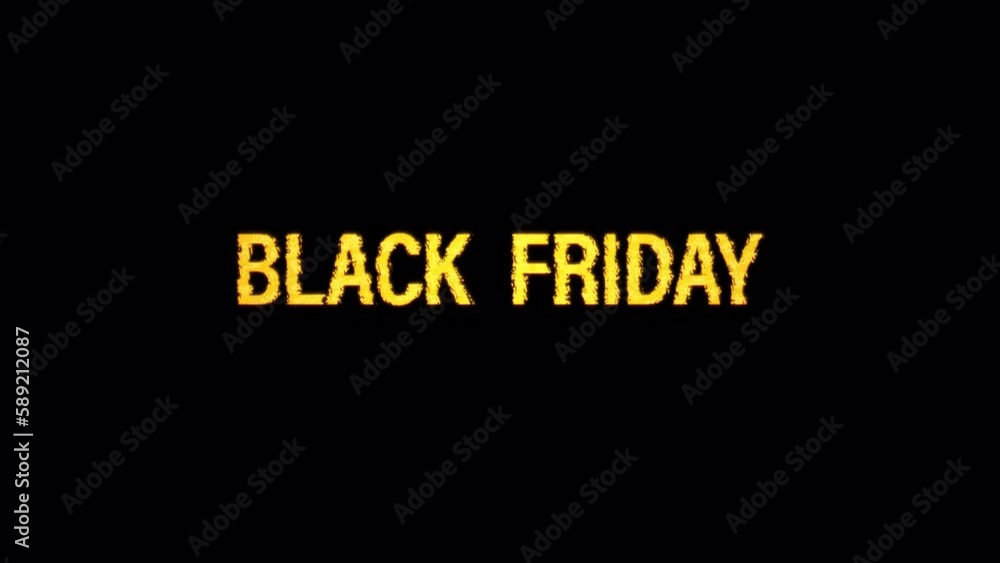 Poster black friday glitch text effect cimematic title yellow light animation. element for isolated transpa
