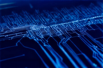 Abstract computer chip images, big data, and technological concepts