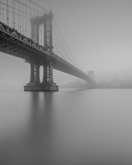 Manhattan Bridge on foggy morning with Long Exposure