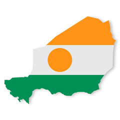 Niger flag map on white background with clipping path 3d illustration