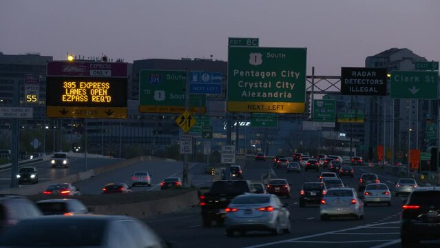 Interstate 395 express and toll lanes in Crystal City, Arlington, Virginia	