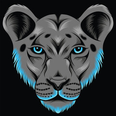 lioness head vector illustration - obrazy, fototapety, plakaty