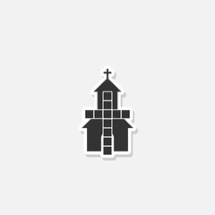 Church and cross sticker icon
