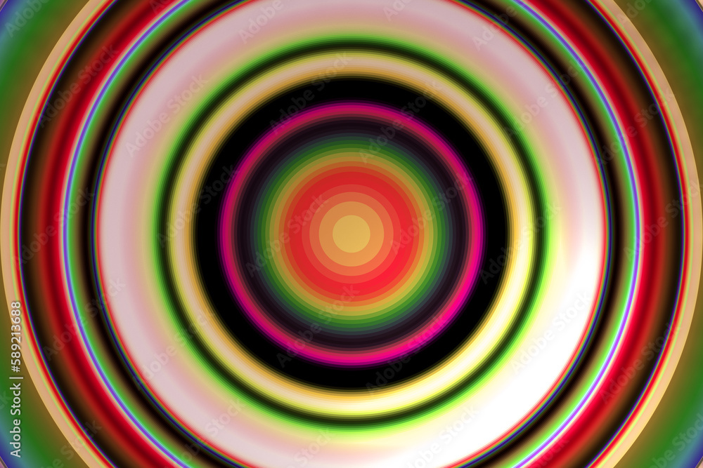 Poster multicolored motley round pattern of crooked waves on a black background. abstract fractal 3d render