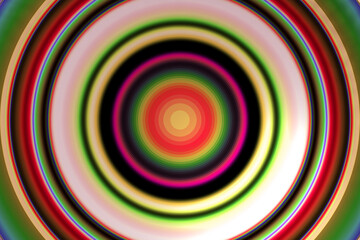 Fototapeta na wymiar Multicolored motley round pattern of crooked waves on a black background. Abstract fractal 3D rendering
