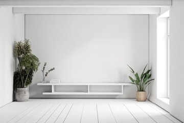 Empty interior white gray background product presentation room backdrop floor studio generative ai