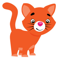 Vector isolated illustration, cute cartoon of funny cat.