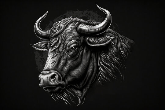 Luxury Elegance art of bull head for logo design, AI generated
