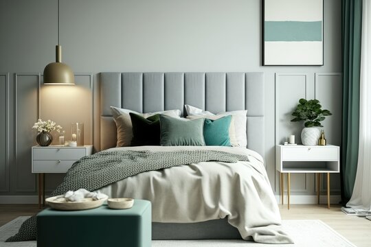 Minimal modern cozy bedroom, a space for relaxation and rest, AI generated
