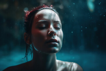 A young woman in the water made with Generative AI