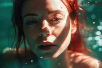 A young woman in the water made with Generative AI