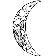 White and Black Moon Illustration and Vector 