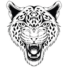 Leopard tattoo style in black and white