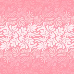 Tuinposter Pink white abstract background with tropical palm leaves in Matisse style. Vector seamless pattern with Scandinavian cut out elements. © Oleksandra