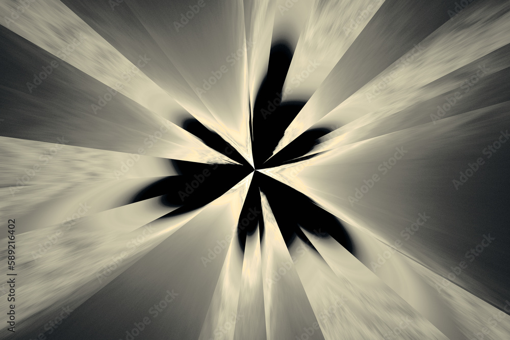 Aufkleber yellow gray pattern of crooked waves on a black background. abstract fractal 3d rendering