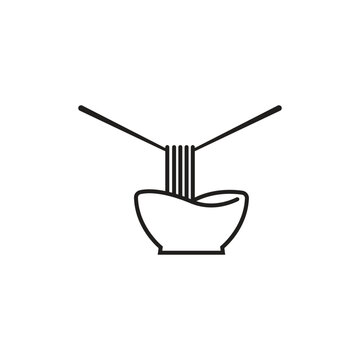 Noodle with bowl logo design template illustration