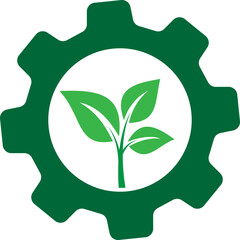 Green Leaves and Gear Icon