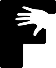 Obraz premium F Letter includes Hand Icon