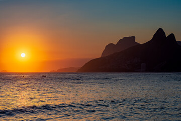 Sunset or sunrise at arpoador beach
