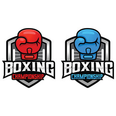 Modern vector flat design simple minimalist logo template of boxing club academy championship vector for brand, emblem, label, badge. Isolated on white background.