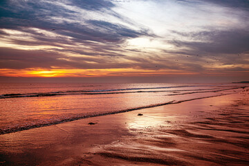 Fototapeta na wymiar Seaton Carew beach, northeast England, sunrise, UK