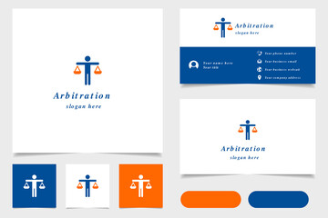 Arbitration logo design with editable slogan. Branding book and business card template.