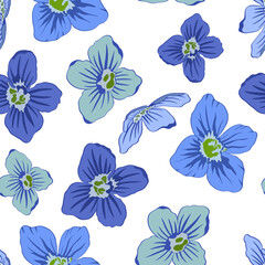 blue flowers seamless digital paper