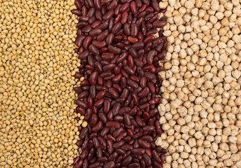 Different varieties of legumes background.