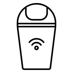 Smart trash bin icon in black outline style