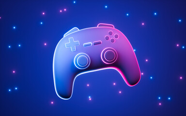 Gamepad and planets with star background, 3d rendering. © 婷婷 季