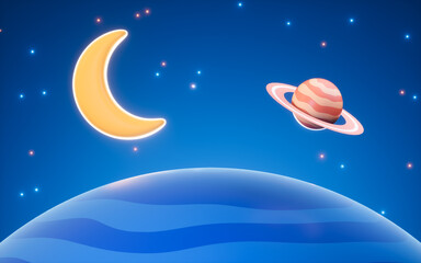 Cartoon planets background, 3d rendering.