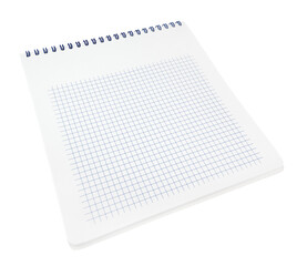 Spiral notebook with squared paper sheets isolated on transparent background