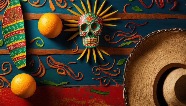 Cinco de mayo holiday background with copy space for text generative ai